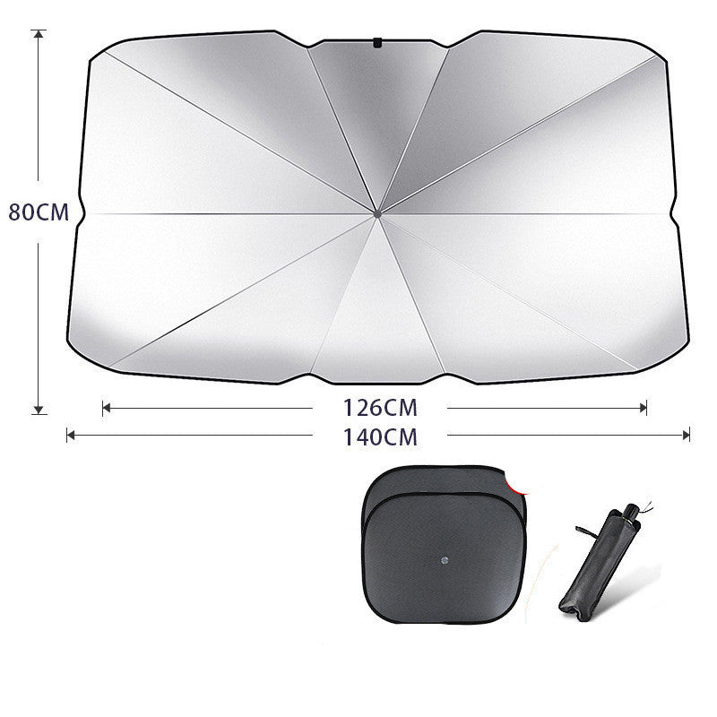 Foldable Car Windshield Sun Shade Umbrella UV Protection Vehicle DealSniper.net Titanium silver Large with 2pcs mesh