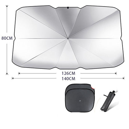Foldable Car Windshield Sun Shade Umbrella UV Protection Vehicle DealSniper.net Titanium silver Large with 2pcs mesh