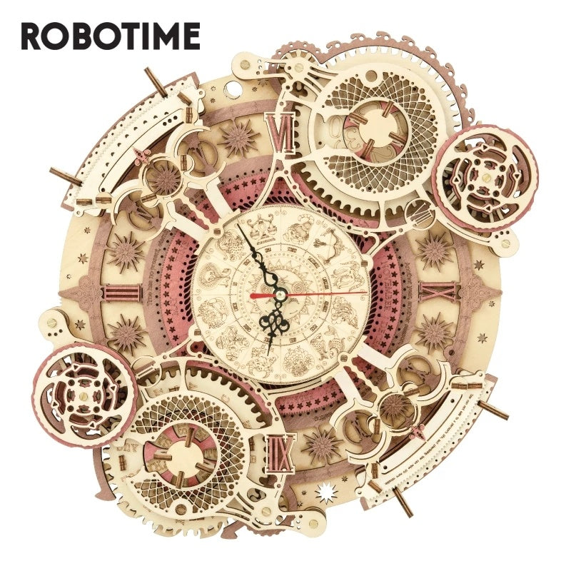 ROKR Zodiac Wall Clock 3D Wooden Puzzle Model Assembly Toys