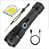 Strong Light Flashlight, Rechargeable, Zoom Power Display, Outdoor Super Bright And Portable Outdoor dealsniper-net P50 wick no battery