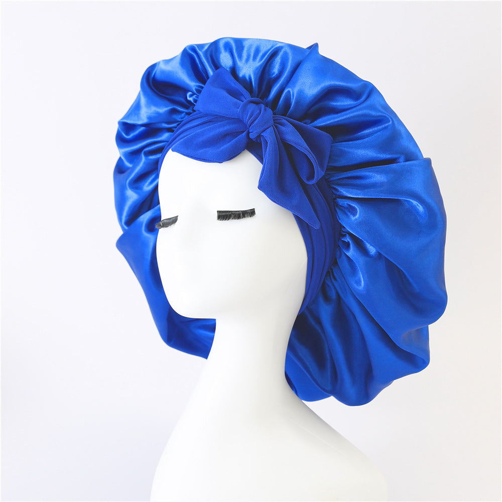 New Silk Bonnet For Sleeping Women Satin Bonnet Hair Bonnet Beauty dealsniper-net Sapphire Blue