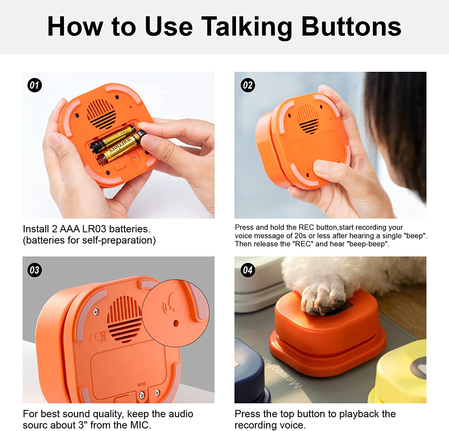 MEWOOFUN Dog Button Record Talking Pet Communication Vocal Pets dealsniper-net