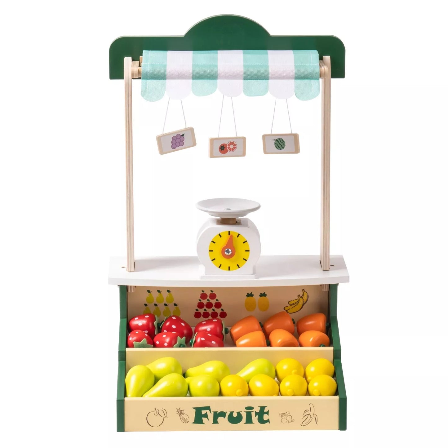 Wooden Farmers Market Stand Fruit Stall Toy For Kids