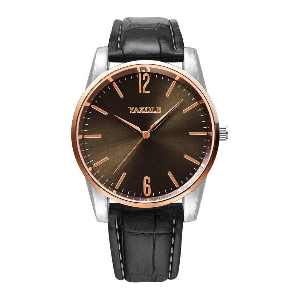 Men's Fashion Belt Quartz Watch Jewelry DealSniper.net 542 Brown Plate Black Belt
