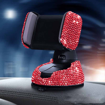 Multifunctional Air Outlet Diamond-encrusted Car Phone Holder Vehicle dealsniper-net Red