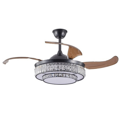 Modern LED Retractable Ceiling Fan With Light And Remote