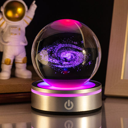 Creative 3D Inner Carving Luminous Crystal Ball Home Decor dealsniper-net Milky Way 8cm