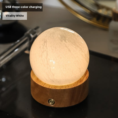 Crystal Glass Small Night Lamp Touch Ambience Light Home Decor Gym From House Gift Box Tricolor Vigorous White