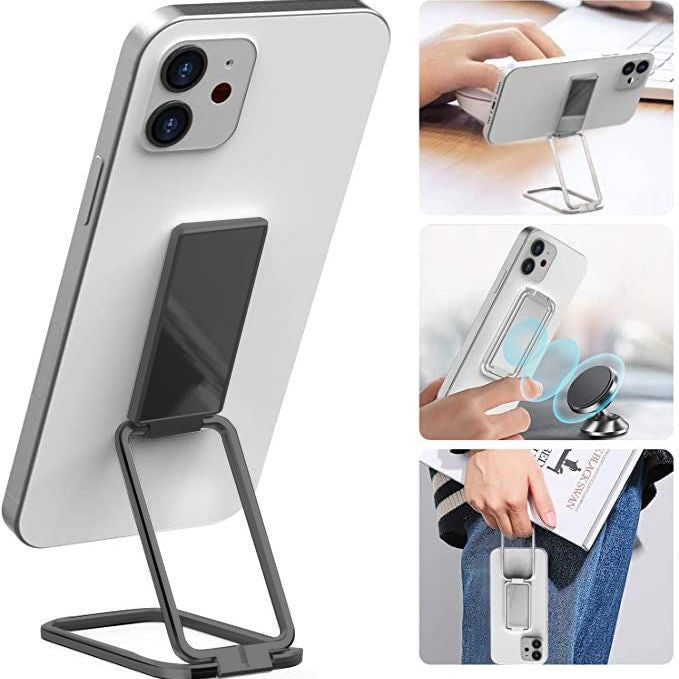 Foldable Mobile Phone Holder Ring Buckle Retractable Desktop CellPhone Stand Car Magnetic Bracket Office Accessories Phones dealsniper-net A Black Bagged