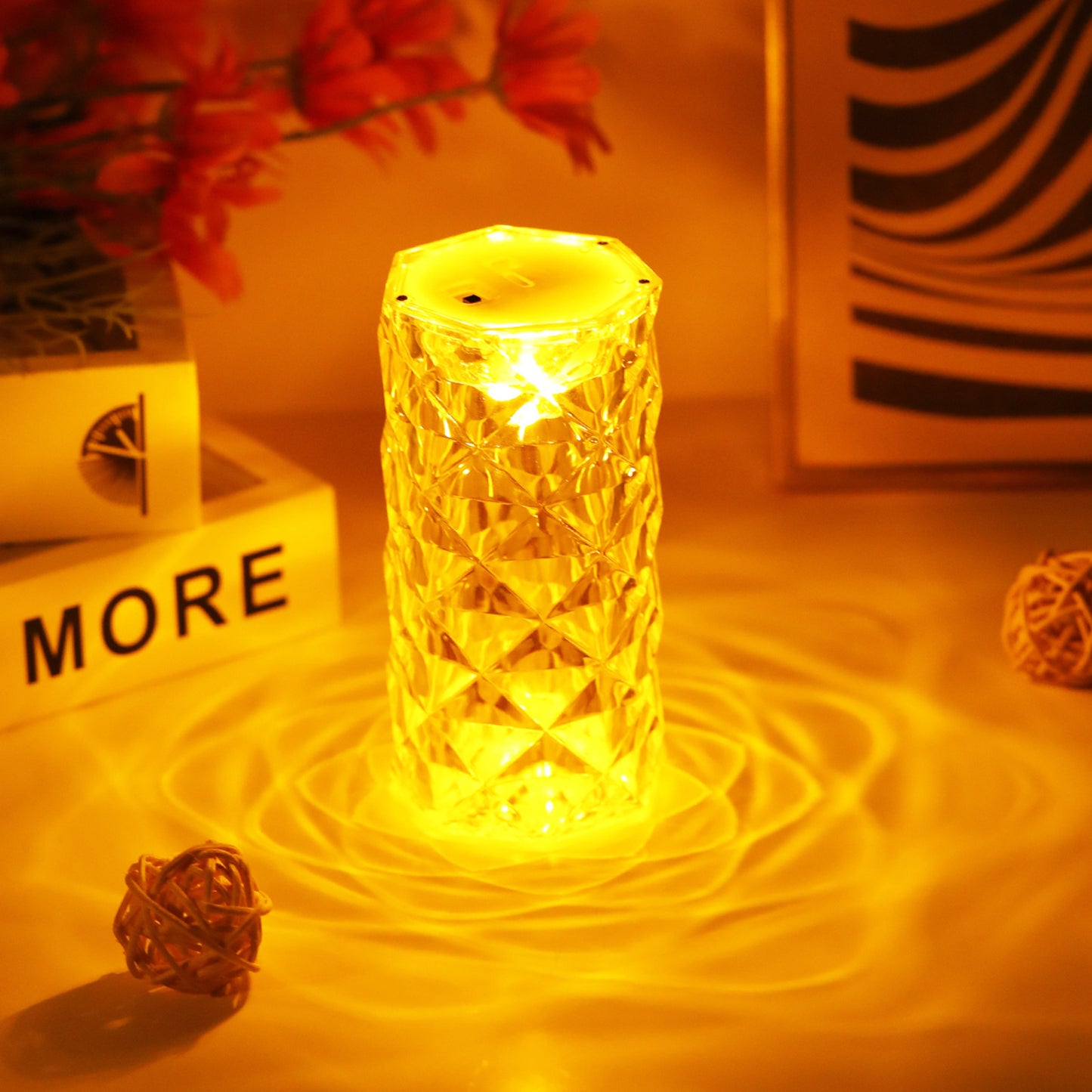 Clear Acrylic Crystal Rose Petal Table Lamp Home Decor Gym From House Yellow A
