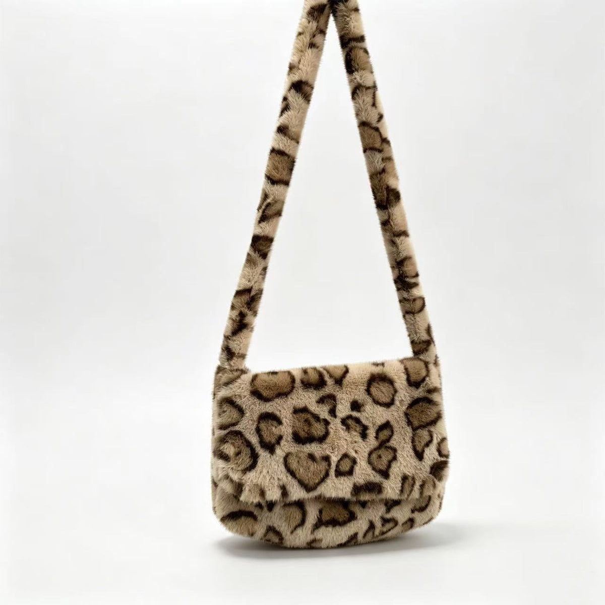 New Leopard Print Plush Crossbody Bag Women's Leopard Print Women Gym From House