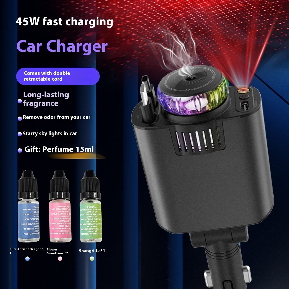 Perfume Starry Sky Super Fast Charge Car Charger Vehicle Gym From House 120W Fast Charge