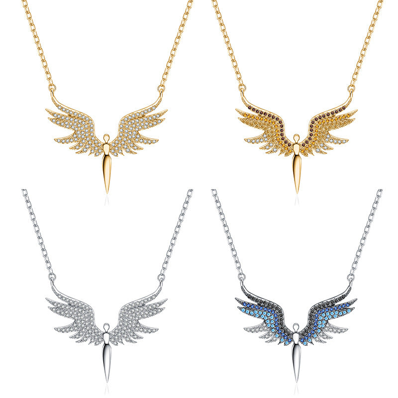 Titanium Steel Necklace For Women Creative Angel Wing Jewelry Gym From House