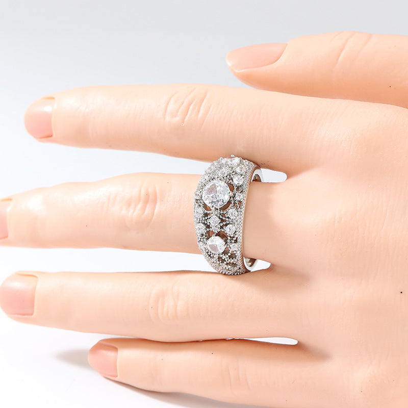 Silver Tone White Ring For Women, Trendy Wedding Fashion Ring Jewelry Gym From House