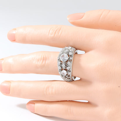 Silver Tone White Ring For Women, Trendy Wedding Fashion Ring Jewelry Gym From House