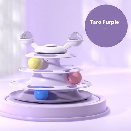 4 Levels Cat Toy Tower Turntable Roller Balls Toys Interactive Pets dealsniper-net Taro Purple OPP Bag Packaging