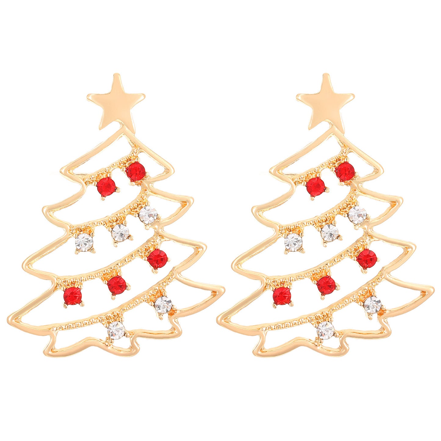 Christmas Earrings With Christmas Tree Colorful Zircon