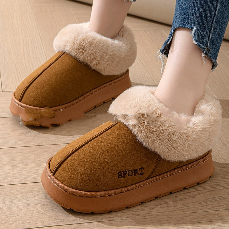 Cozy Plush Soft Slippers Shoes For Women Non-Slip Platform Shoes Women dealsniper-net Brown 36to37