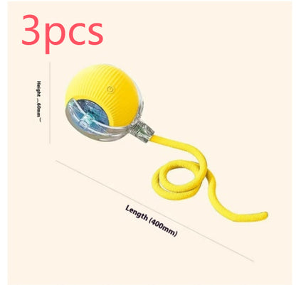 Electric Cat Toy Automatic Cat Ball Self-entertainment Rolling Ball Pets DealSniper.net Yellow with rope Birdsong 3PCS