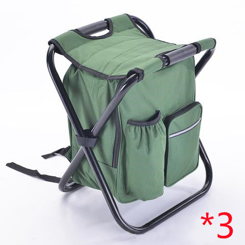 Multifunction Outdoor Folding Chair Ice Cooler Picnic Bags Camping Outdoor dealsniper-net Green 3PC