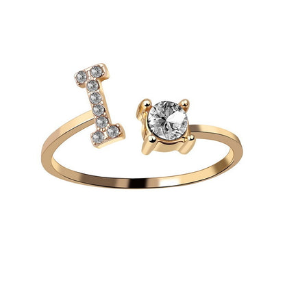 New Design Adjustable 26 Initial Letter Ring Fashion Jewelry For Women Simple Elegant Jewelry Jewelry dealsniper-net 2pcs Gold I