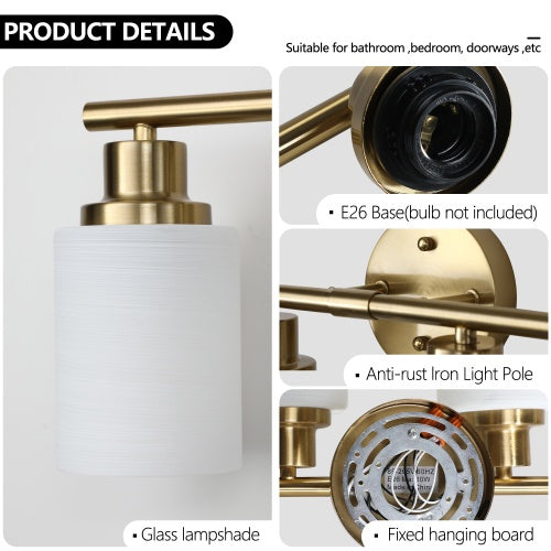 5 Lamps Gold Bathroom Vanity Lamp Frosted Glass Home Decor dealsniper-net