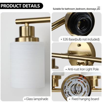 5 Lamps Gold Bathroom Vanity Lamp Frosted Glass Home Decor dealsniper-net