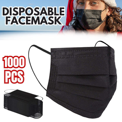 1000pc 3-Ply Disposable Face Mask Non Medical Surgical Cover Mouth Nose BULK