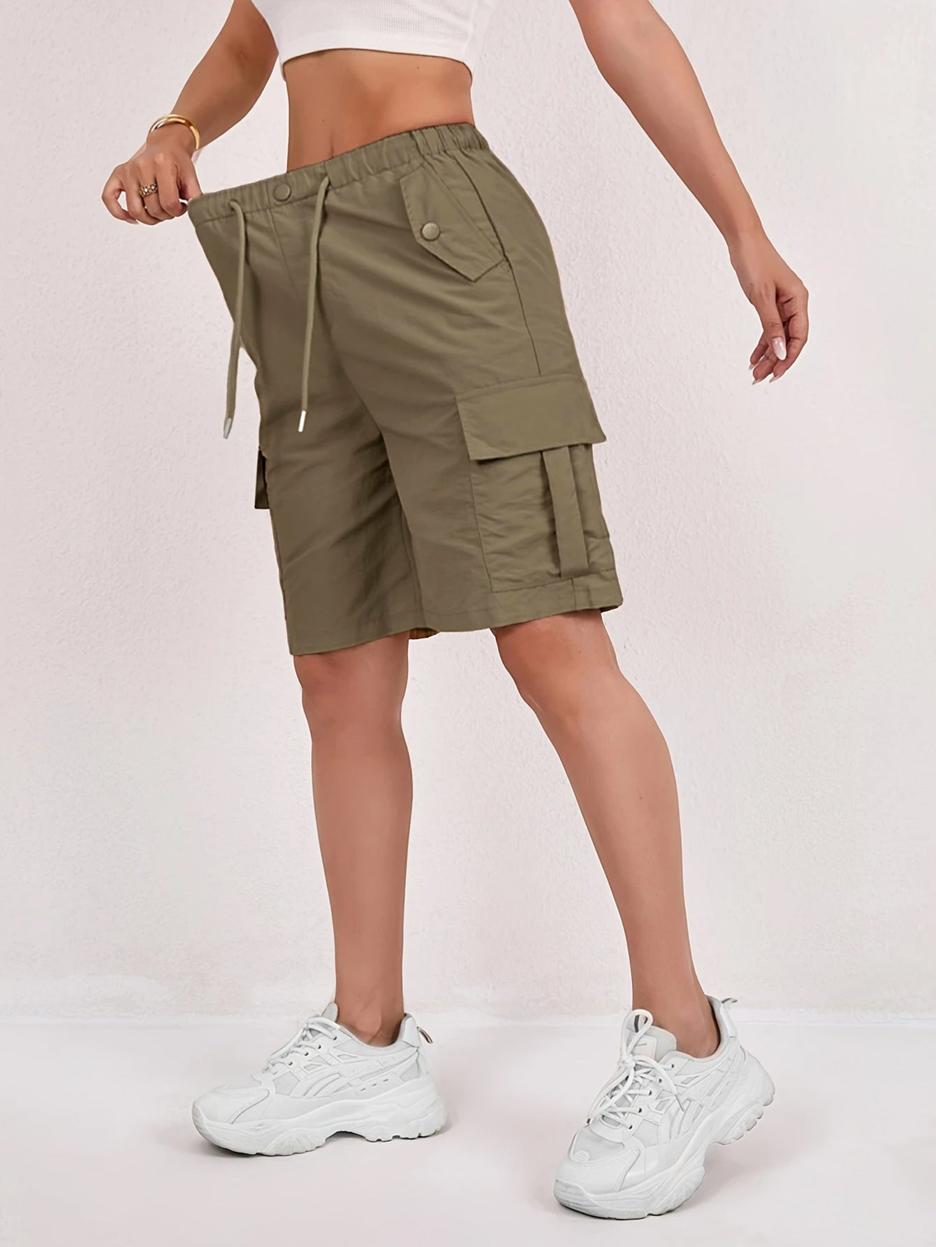 Summer New High-Waisted Cargo Shorts For Women Loose Casual Women Gym From House Dark coffee 2XL