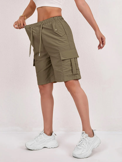 Summer New High-Waisted Cargo Shorts For Women Loose Casual Women Gym From House Dark coffee 2XL