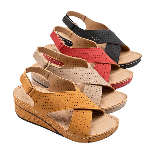 Summer Sandals Women's Wedges Shoes With Velcro