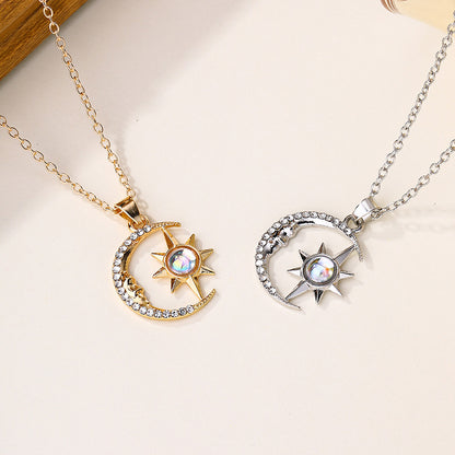 Fashion Jewelry Fashion Moon Star Zircon Pendant Necklace Jewelry dealsniper-net