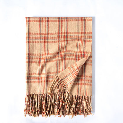 Women's New Line Printed Cashmere Scarves Women Gym From House Light khaki