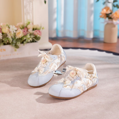 New-style Oriental Aesthetic Flower Embroidery Casual Shoes Women Gym From House Blue 35