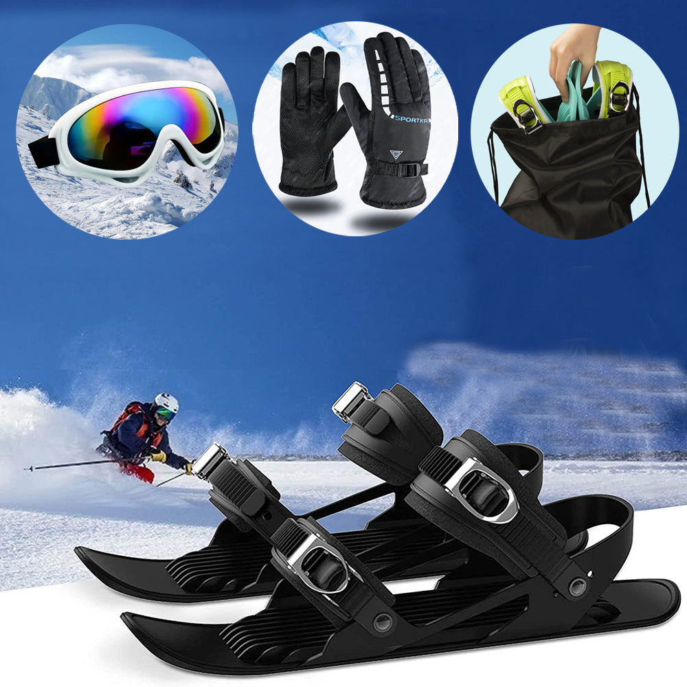 Mini Ski Skates Portable Short Skiboard Adjustable Skates Shoes For Snow Deals DealSniper.net 21cool suits
