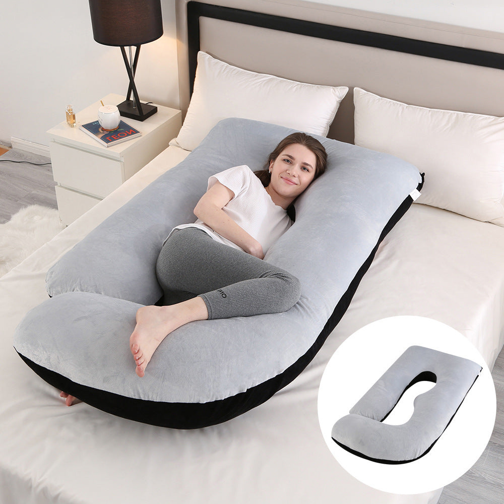 Maternity Pillow Waist Support Side Sleeping Slope Pillow J-type Health DealSniper.net Carbon Black Double Fight 65x90x175cm
