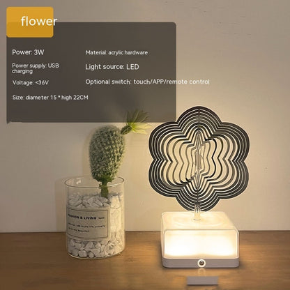 Creative Three-dimensional Rotating Ambience Light Bedroom Home Decor Gym From House 16 Mobile Phone Flower USB