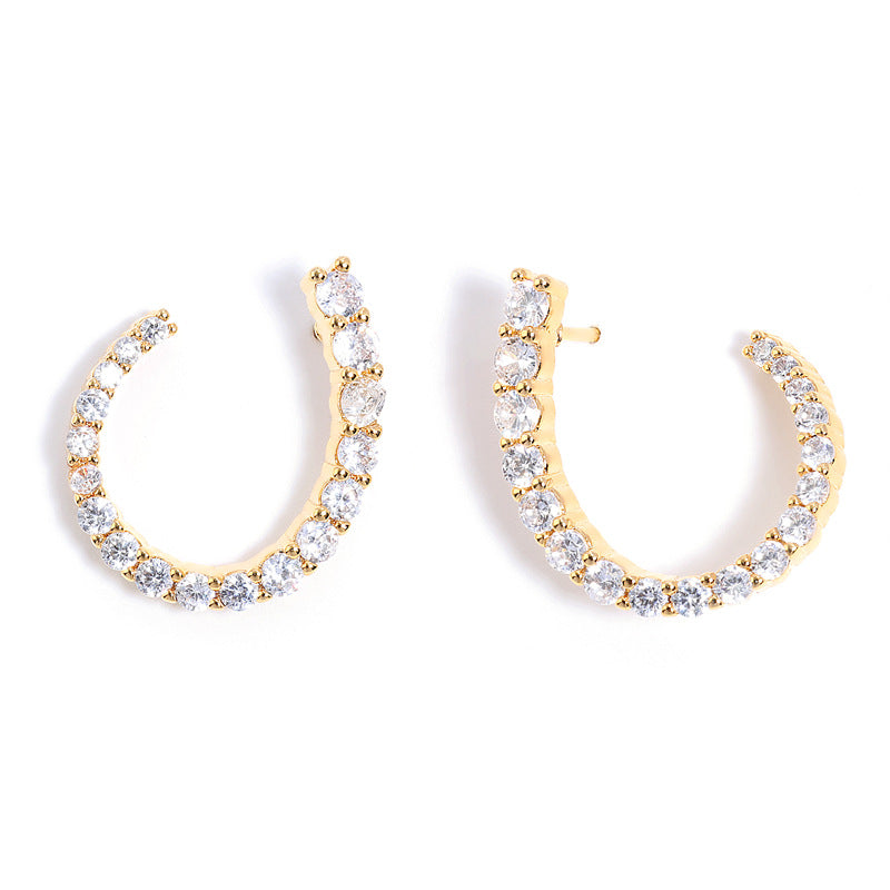 Women's C-shaped Stud Earrings With Rhinestones Earrings Jewelry dealsniper-net