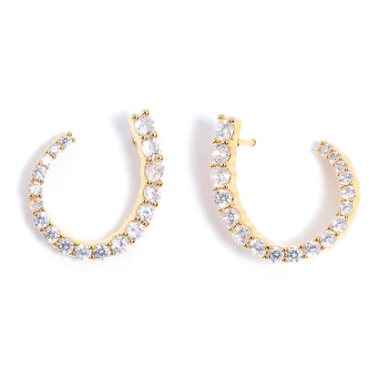 Women's C-shaped Stud Earrings With Rhinestones Earrings Jewelry dealsniper-net