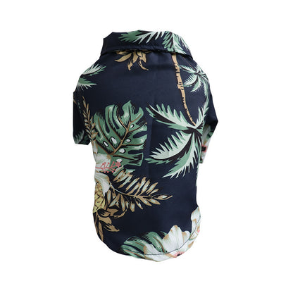Dog Spring And Summer Thin Shirt Corgi Blue Cat Clothes Pets DealSniper.net Coconut tree sapphire blue 2XL