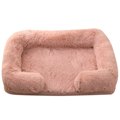 Plush Round Pet Bed Dog Bed Winter Pets Gym From House M27 Leather Pink L No Inner Sleeve