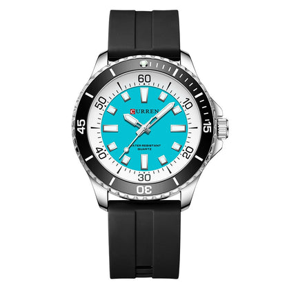 Men's Sports Tape Large Dial Simple Quartz Watch Jewelry DealSniper.net Silver Light Blue