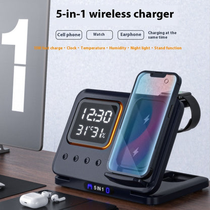 15W Wireless Chargers Stand 5 In1 LED Digital Alarm Clock Electronics dealsniper-net