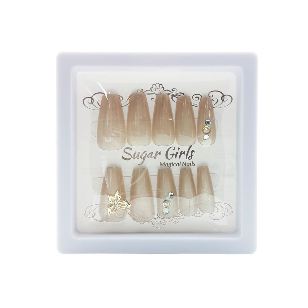 Gold-inlaid Butterfly Nails Are Light Flesh-colored Beauty dealsniper-net Light flesh color