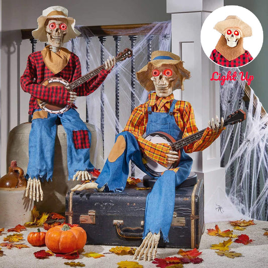 Halloween Luminous Skull Skeleton Decoration Guitarist Skeletons Holidays Gym From House