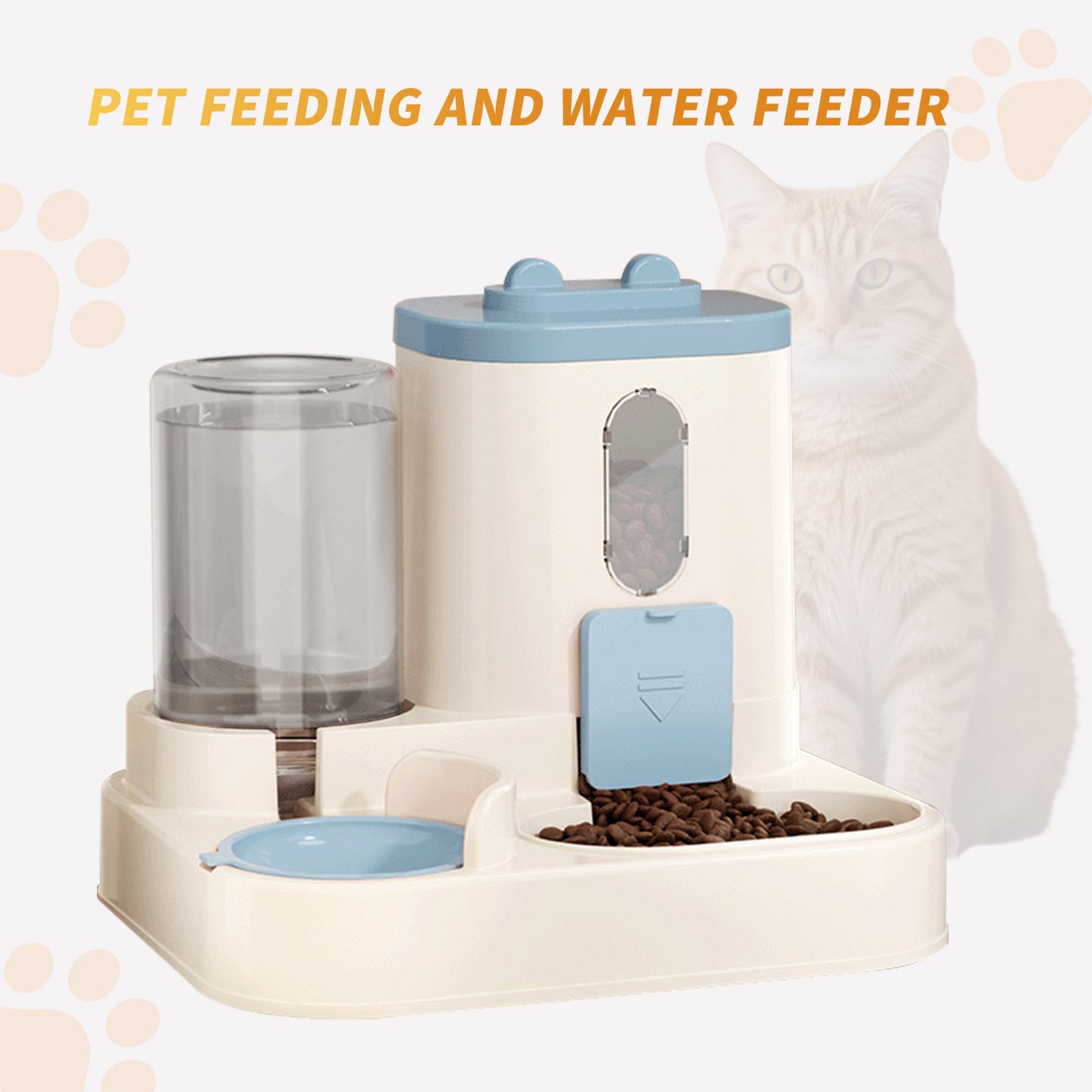 Fully Automatic 2 in 1 Cat Food Dispenser Integrated Water Pets dealsniper-net