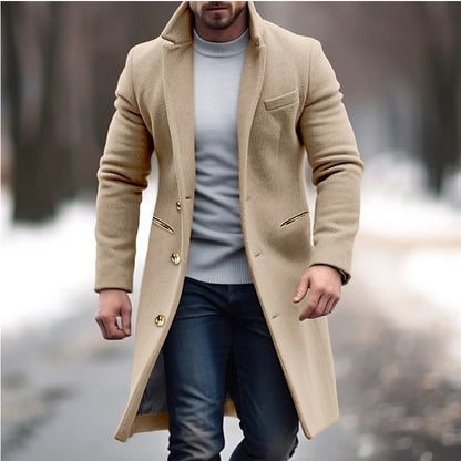 Winter Lapel Trench Coat Fashion Pocket Single Breasted Men Gym From House Khaki L