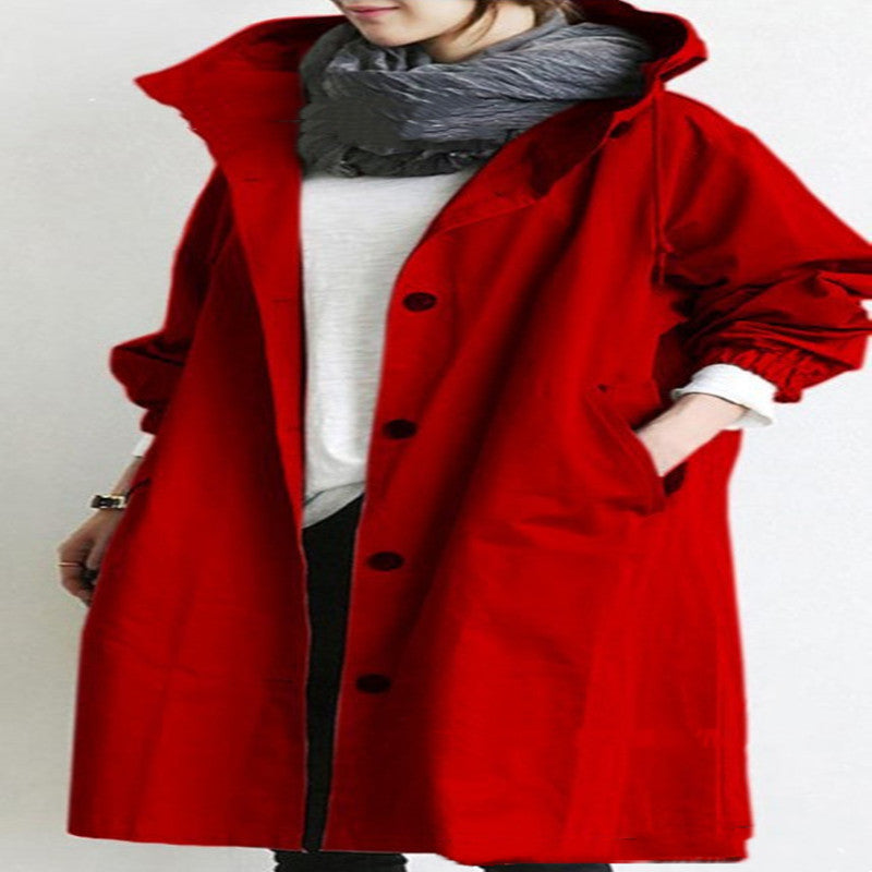 Women Windbreaker Jacket Casual Loose Button Pockets Hooded Women Gym From House