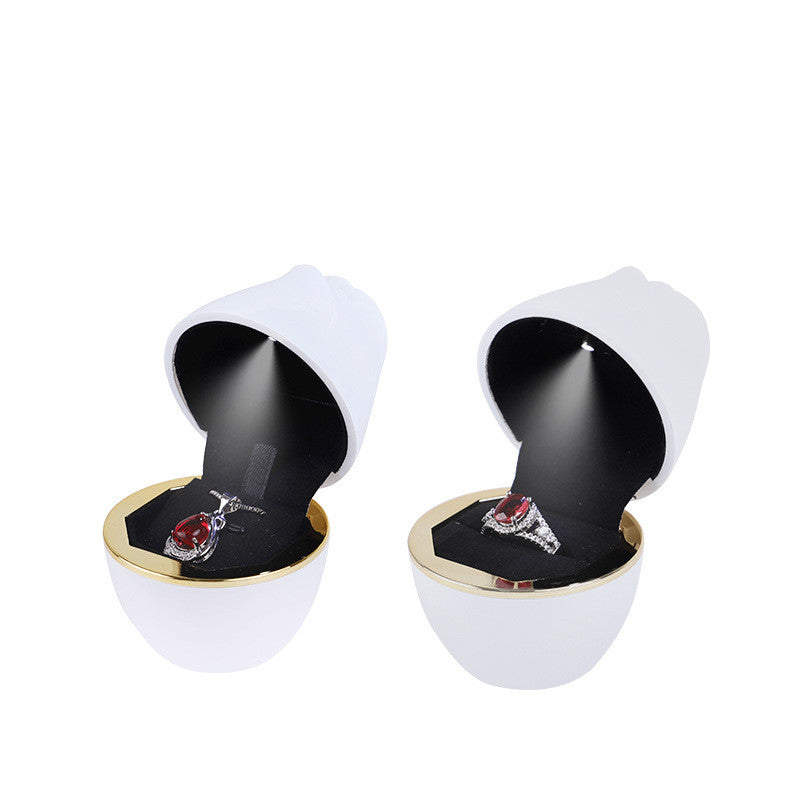 Creative Roses Shape LED Light Jewelry Packing Box Jewelry DealSniper.net White Ring Box