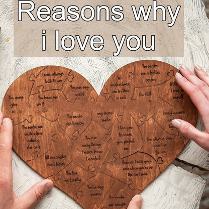 Reasons Why I Love You Wooden Heart Puzzle Romantic Love